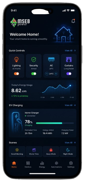 MSEB Power smart home app screen placeholder
